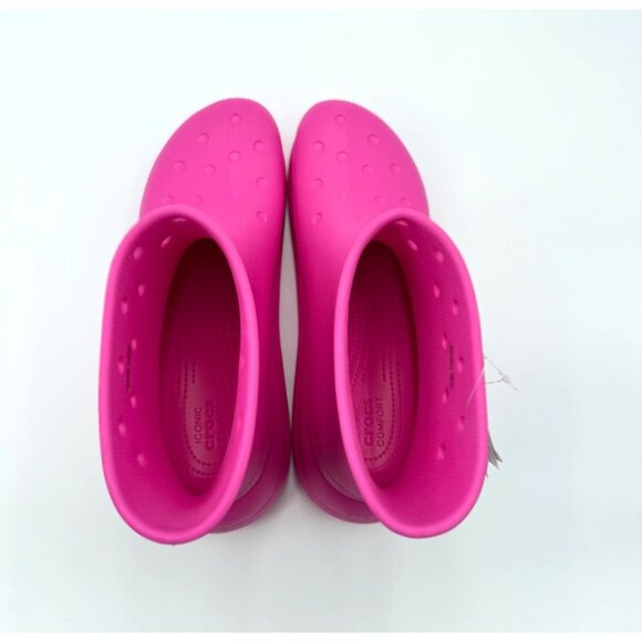 Crocs Size 12M Pink Rain Boot Lightweight Waterproof Footwear Iconic Comfort Des - Picture 6 of 11